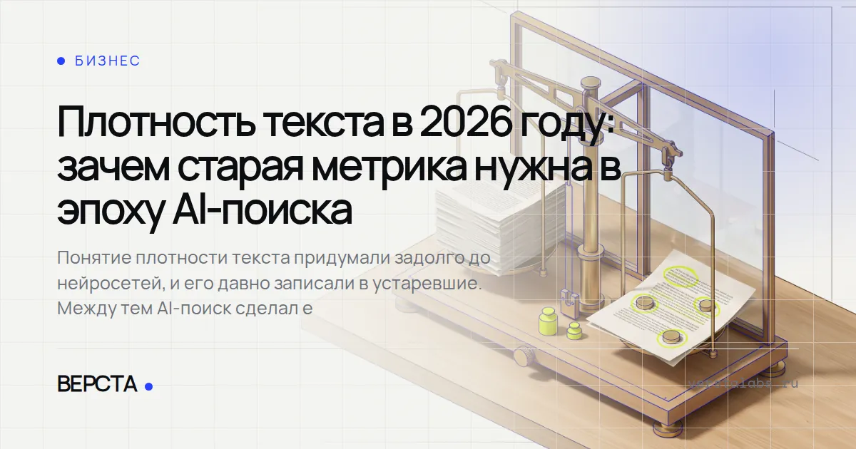 Плотность текста в 2026 году: зачем старая метрика нужна в эпоху AI-поиска